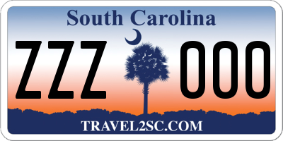 SC license plate ZZZ000