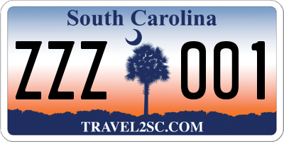 SC license plate ZZZ001