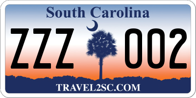 SC license plate ZZZ002