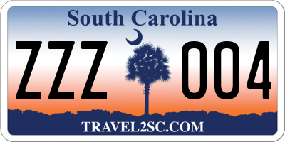 SC license plate ZZZ004