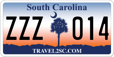 SC license plate ZZZ014