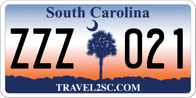 SC license plate ZZZ021