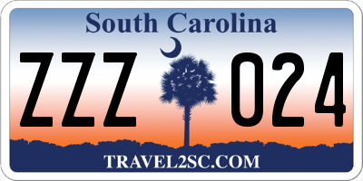 SC license plate ZZZ024