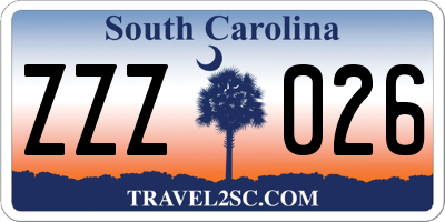 SC license plate ZZZ026
