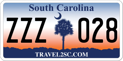 SC license plate ZZZ028