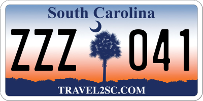 SC license plate ZZZ041