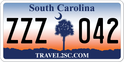 SC license plate ZZZ042