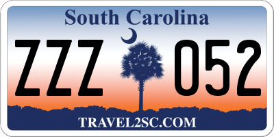 SC license plate ZZZ052