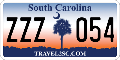 SC license plate ZZZ054