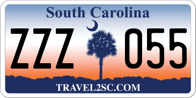 SC license plate ZZZ055