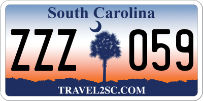 SC license plate ZZZ059
