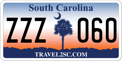 SC license plate ZZZ060