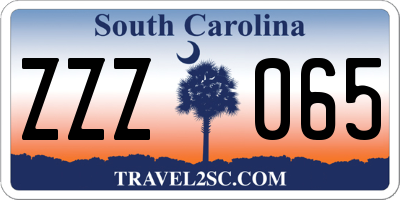 SC license plate ZZZ065