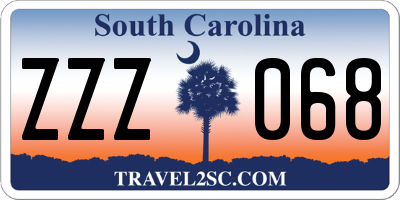 SC license plate ZZZ068