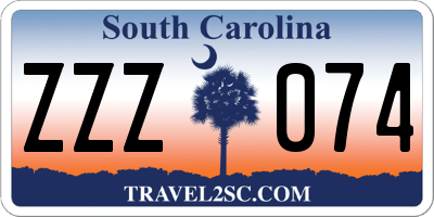 SC license plate ZZZ074