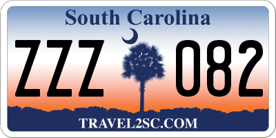 SC license plate ZZZ082