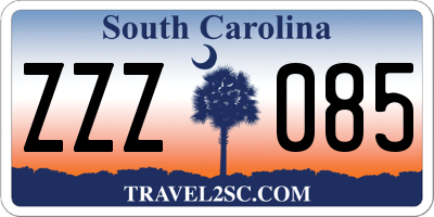 SC license plate ZZZ085