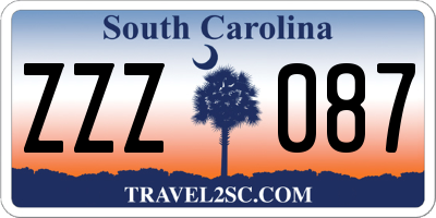 SC license plate ZZZ087