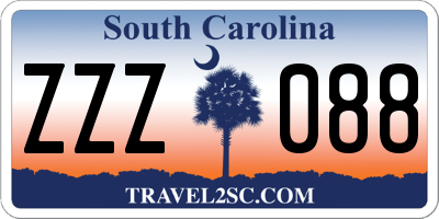 SC license plate ZZZ088