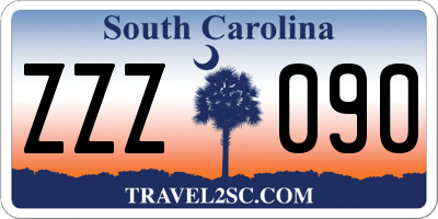 SC license plate ZZZ090