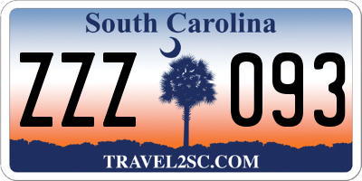 SC license plate ZZZ093