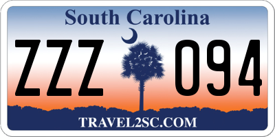 SC license plate ZZZ094