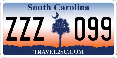 SC license plate ZZZ099