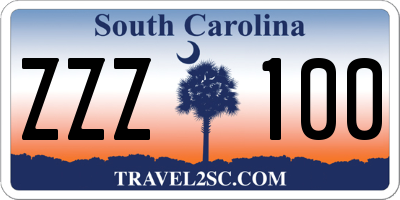 SC license plate ZZZ100