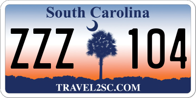 SC license plate ZZZ104