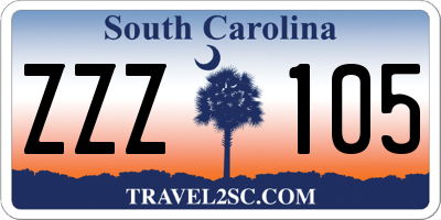 SC license plate ZZZ105