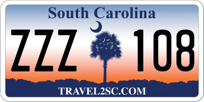 SC license plate ZZZ108