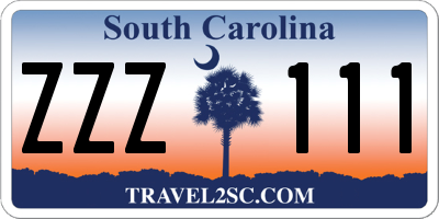 SC license plate ZZZ111