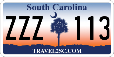 SC license plate ZZZ113
