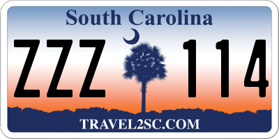SC license plate ZZZ114
