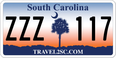 SC license plate ZZZ117