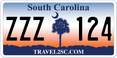 SC license plate ZZZ124