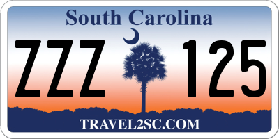 SC license plate ZZZ125