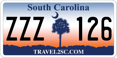 SC license plate ZZZ126