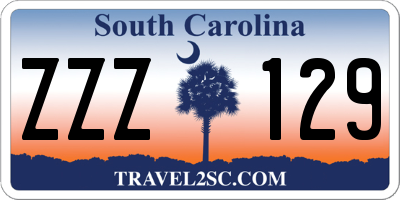 SC license plate ZZZ129