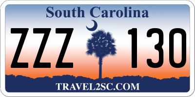 SC license plate ZZZ130