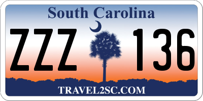SC license plate ZZZ136