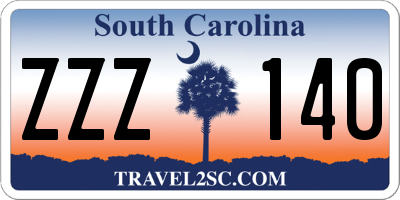 SC license plate ZZZ140
