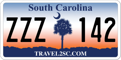 SC license plate ZZZ142