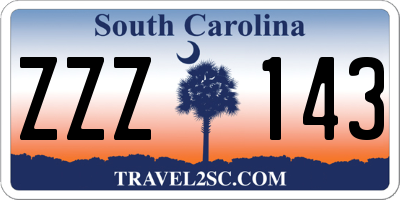 SC license plate ZZZ143