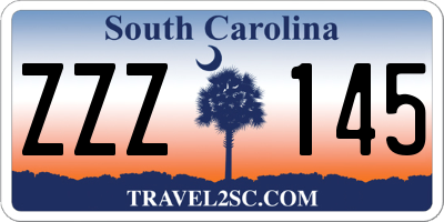 SC license plate ZZZ145