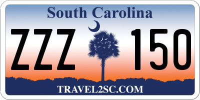SC license plate ZZZ150