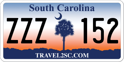 SC license plate ZZZ152