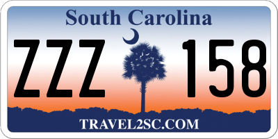 SC license plate ZZZ158