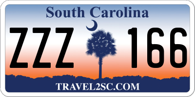 SC license plate ZZZ166