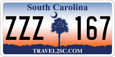 SC license plate ZZZ167